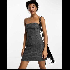 Emory Park Pinstripe Bandeau Mini Dress In Grey